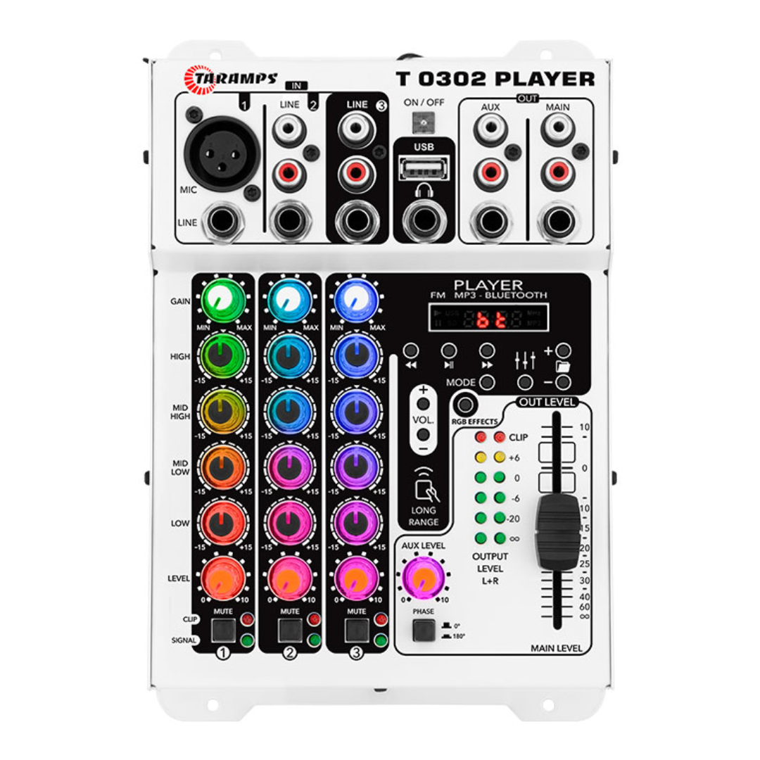 MESA DE SOM TARAMPS T 0302 PLAYER MULTICOLOR - Imagem 6